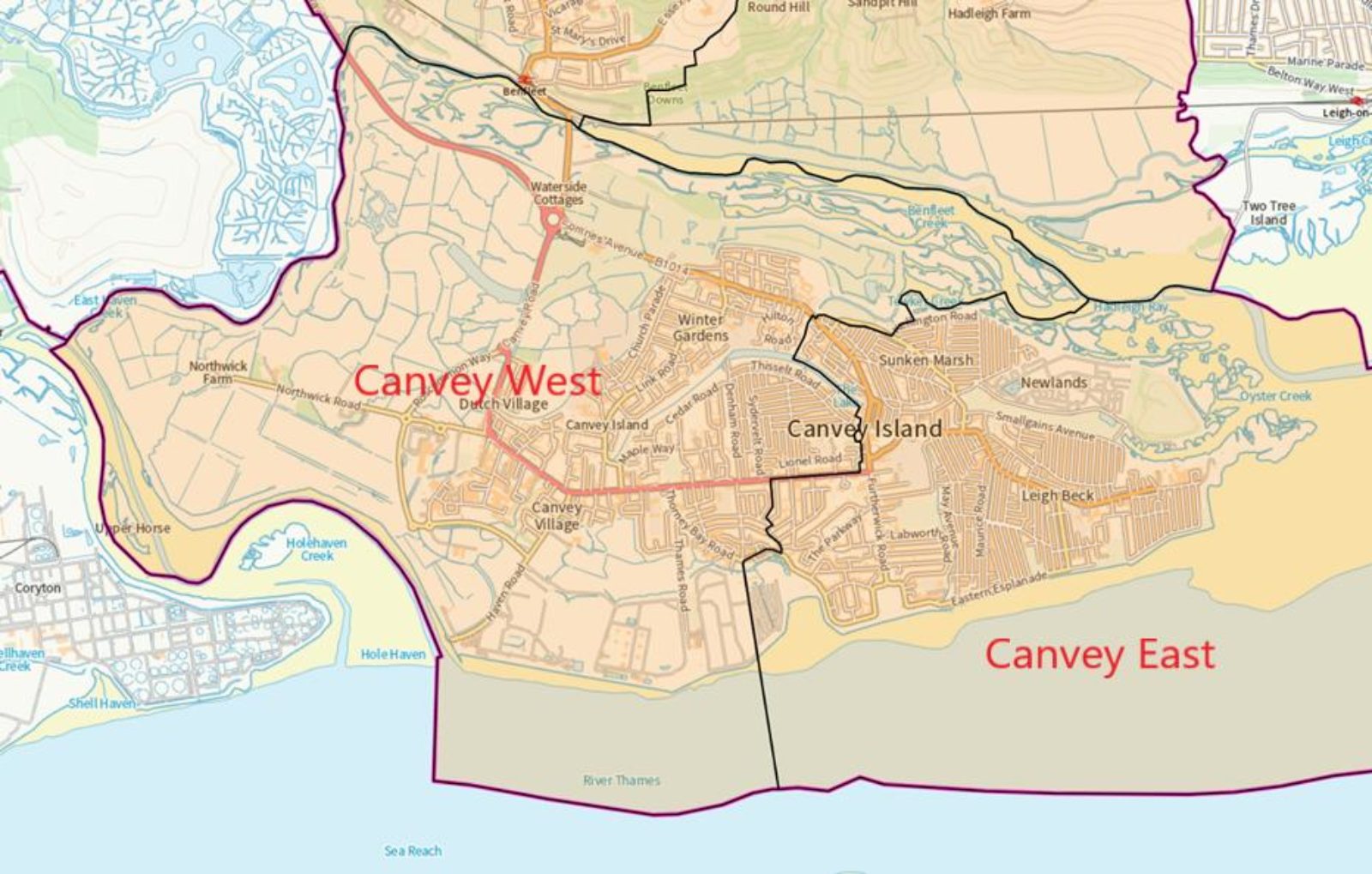 County Divisions on Canvey Island